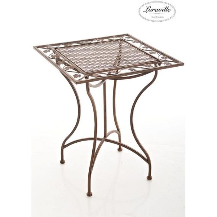 CLP - Table de Jardin en Fer Forg&eacute; asina 60 x 60 cm antique/marron
