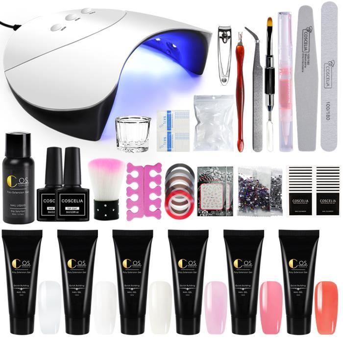 Kit Poly Nail Gel Lamp UV/LED 6Pcs Nail Extension Construction Builder