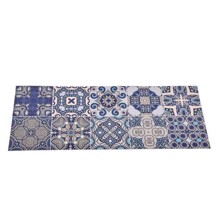 Stickers carrelage noir 10 pcs - Carreaux adhésifs imperméables pour