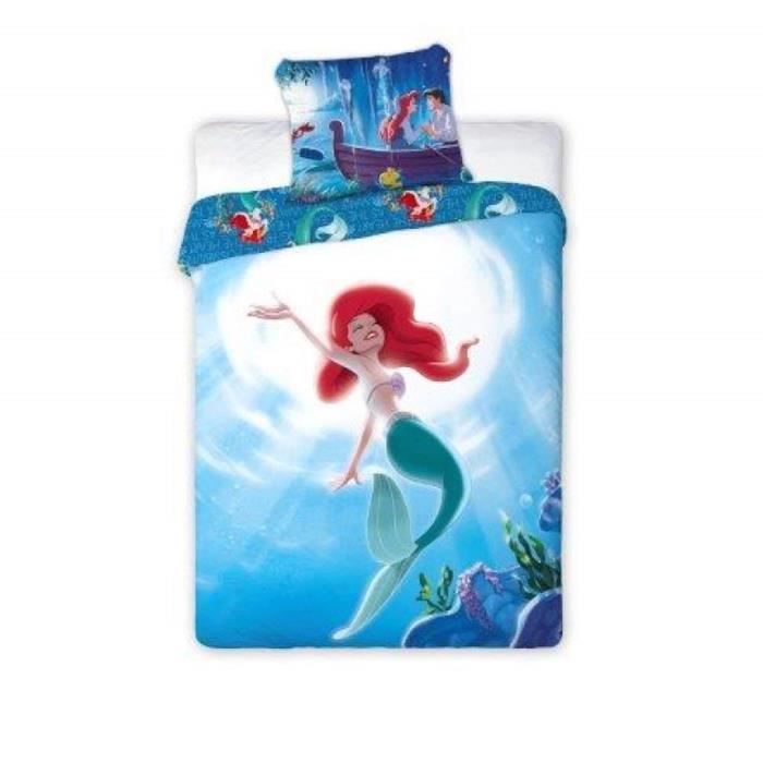 Drap housse Ariel la Petite Sirene Disney 90 x 200 cm 100/% coton