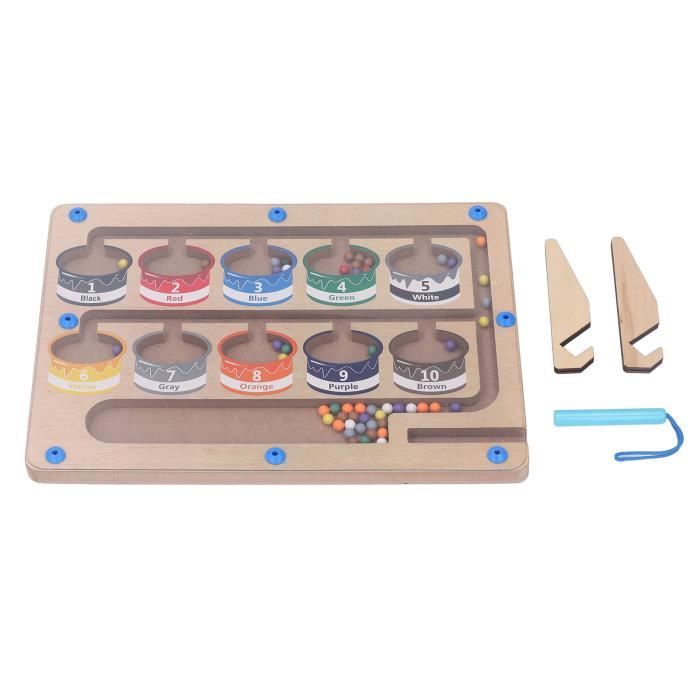 Labyrinthe Magnétique Couleurs & Nombres En Bois Montessori - Jeu Éducatif Compter Trier 3-7 Ans
