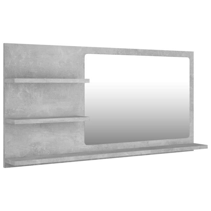 DUOKON - Miroir de salle de bain Gris béton 90x105x45 cm Aggloméré