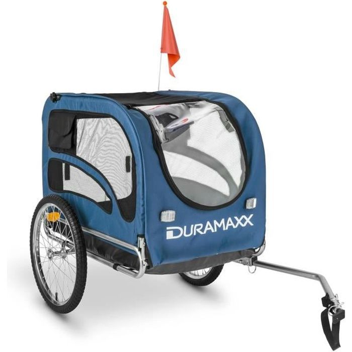 Remorque à vélo pour chiens - oneConcept King Rex - 250 L, 40 kg, fanions - Bleu