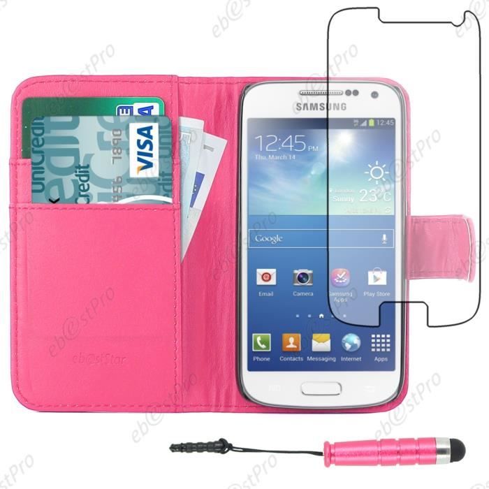 MOBESV Coque pour Samsung Galaxy S4 Mini Housse en Cuir Samsung Galaxy S4 Mini Élégant Rouge Étui Téléphone Samsung Galaxy S4 Mini Magnétique Etui Housse pour Samsung Galaxy S4 Mini 