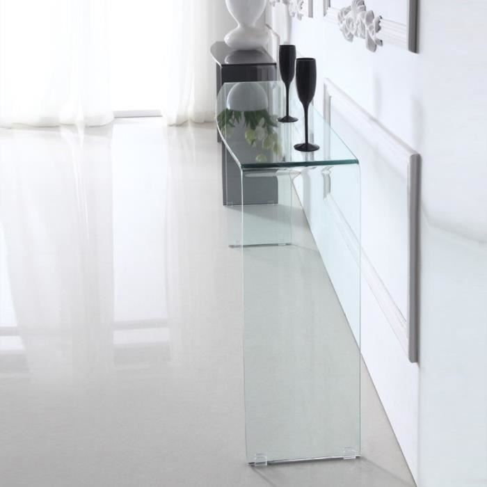 Console Design En Verre Aline Achat Vente Console Console Design En Verre Aline Verre Soldes Cdiscount