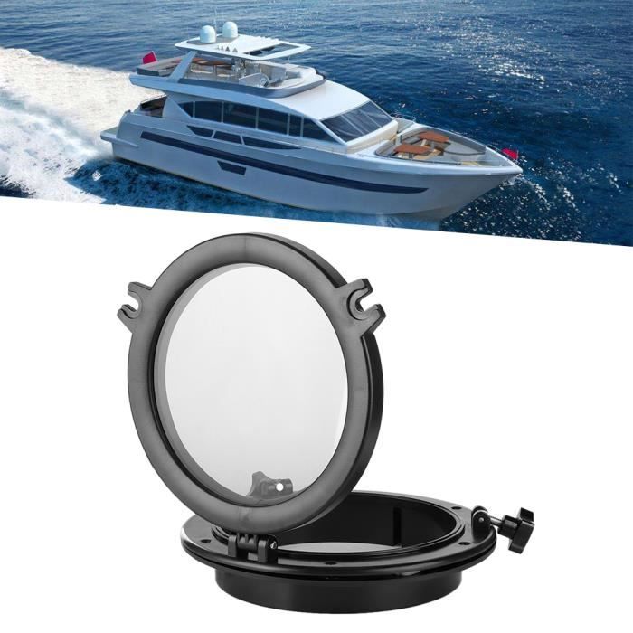 Hublot Rond Noir En Plastique Pour Bateau, Camping-car, Four - Diamètre 210 Mm, Verre Trempé 4 Mm, Montage Clip