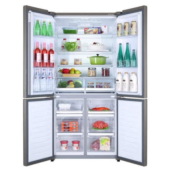 Haier Refrigerateur Frigo Americain Us 4 Portes Inox 610l A