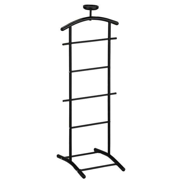 Valet de chambre - IDIMEX - ATRIX - Structure métallique laquée noir - Cintre et étagère vide-poche pratique