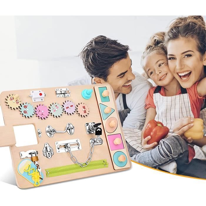 Busy Board Montessori - Jeu éducatif 20 Activités - Motricité Fine 1-4 Ans - Dinosaures & Animaux Marins