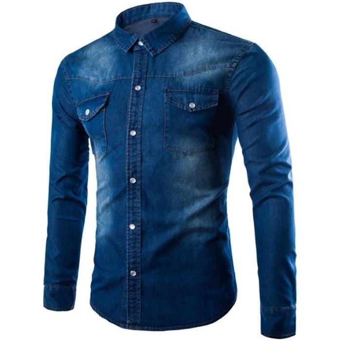 Chemise jeans noir homme online