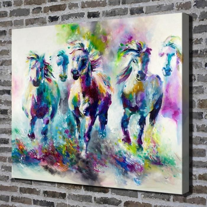 Home Decor Wall Art Peinture A L Huile Colorful Cheval Hd Imprimer Tableau Peinture Huile Toile Sans Chassis Sans Cadre Achat Vente Tableau Toile Cdiscount