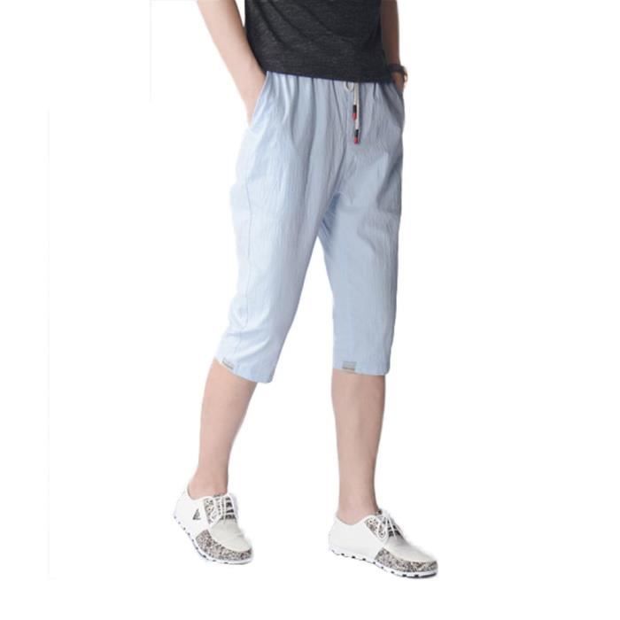 Pantacourt Homme Lin Ete Respirant Taille Elastique Pantalon Court Tissu Confortable Bleu Achat Vente Pantacourt Soldes Sur Cdiscount Des Le 20 Janvier Cdiscount