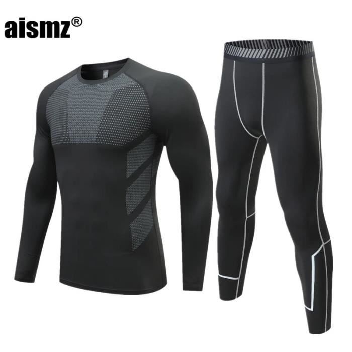 Ensemble De Sous-vêtements Thermiques Pour Hommes - 2 Pièces - Compression - Fitness - Running