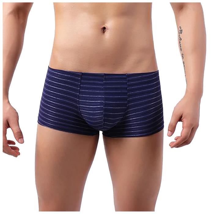 Boxer Pour Homme Tendance de la mode Rayures de couleur Calecon taille basse Bleu fonce Bleu fonce Cdiscount Pret a Porter
