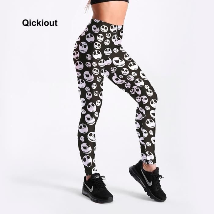 Leggings de fitness pour femmes Qickitout motif tete de mort drole noir Blanc Cdiscount Pret a Porter