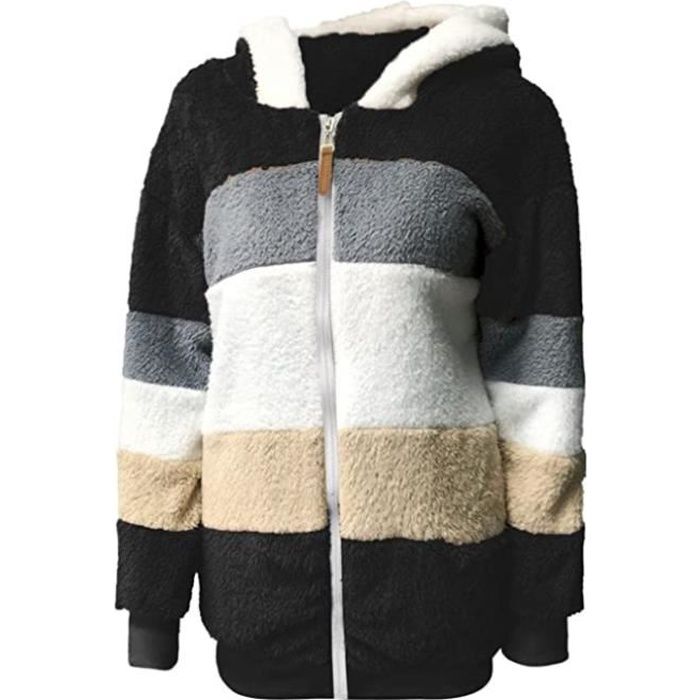Femme Veste Polaire Zippé Sweat-Shirt à Capuche Grande Taille Hiver Polaire Manche Longue Sweat
