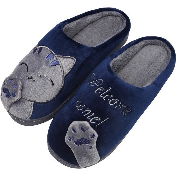 Chaussons Femme JOMIX - Doublure Peluche, Semelle PVC Antidérapante - Mules Confortables Pour Automne/hiver