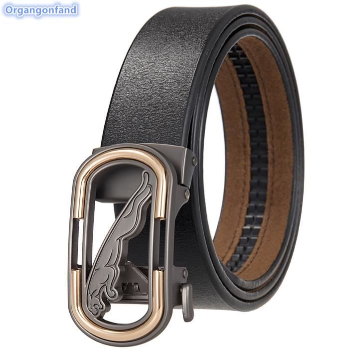 Ceinture En Cuir Véritable Pour Homme Grande Taille - Boucle Automatique Dorée - Neuf Avec étiquettes