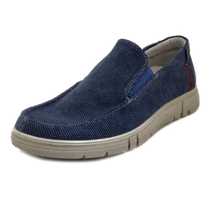 Chaussure pour homme confort semelle amovible tissu bleu Bleu