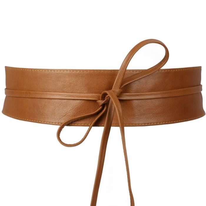 ceinture pour femme, large à nouer en cuir de v...