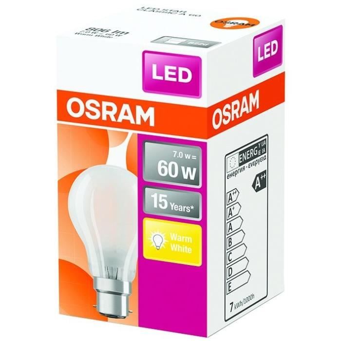 OSRAM - Ampoule LED standard verre dépoli 7W60 B22 chaud