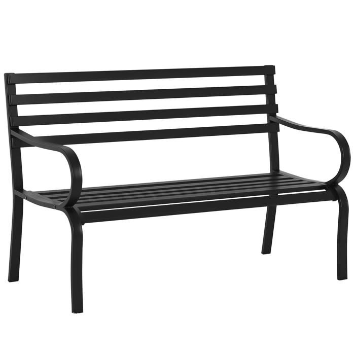 Outsunny Banc de Jardin Design Contemporain 2 Places dim. 127L x 58l x 82H cm métal époxy Noir