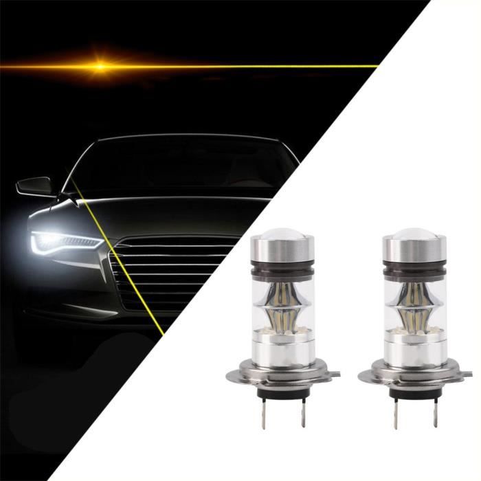 2Pcs Ampoule LED voiture H7 100W 6000K LED 20SMD Projecteur Brouillard