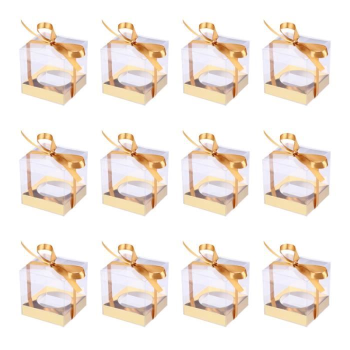 12pcs Boites A Gateaux Transparentes D Emballage De Gateau En Pvc Organisateurs Avec Ruban Boite A Dragees Cdiscount Maison