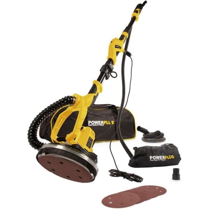 Powerplus Ponceuse Girafe POWX0477 - Manche Télescopique, Tête Triangulaire, Aspiration - Pour Plafonds Et Murs