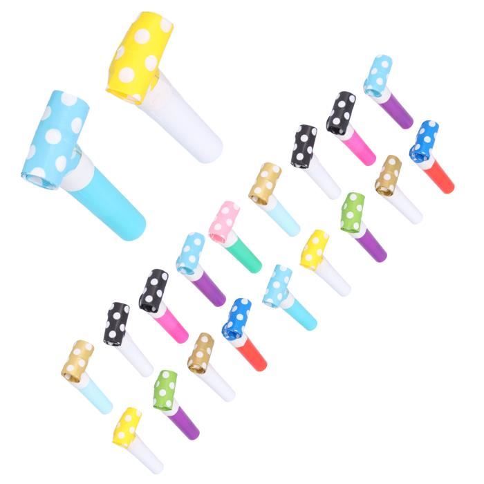 24 Sifflets Anniversaire - Langues Belle Mère, Trompettes Fête Enfant, 6 Couleurs