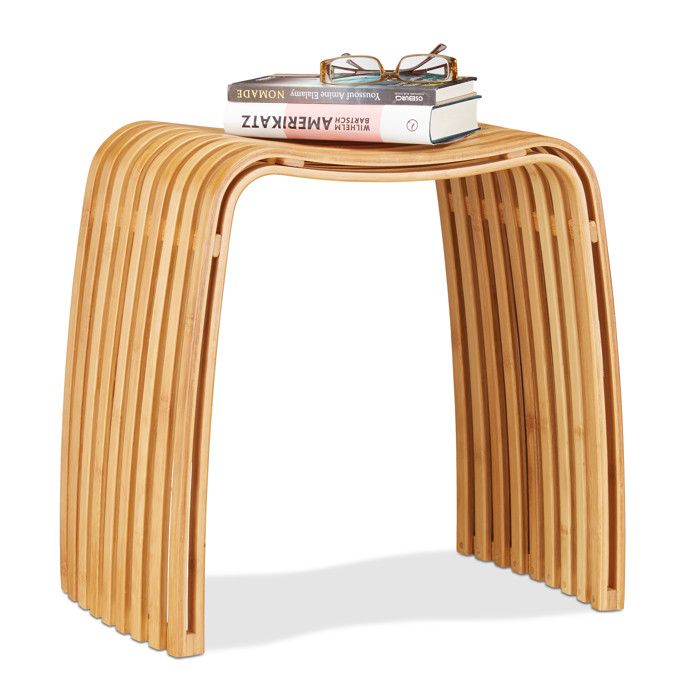 Tabouret repose-pieds en bois de bambou lamelles élégant style scandinave - Relaxdays