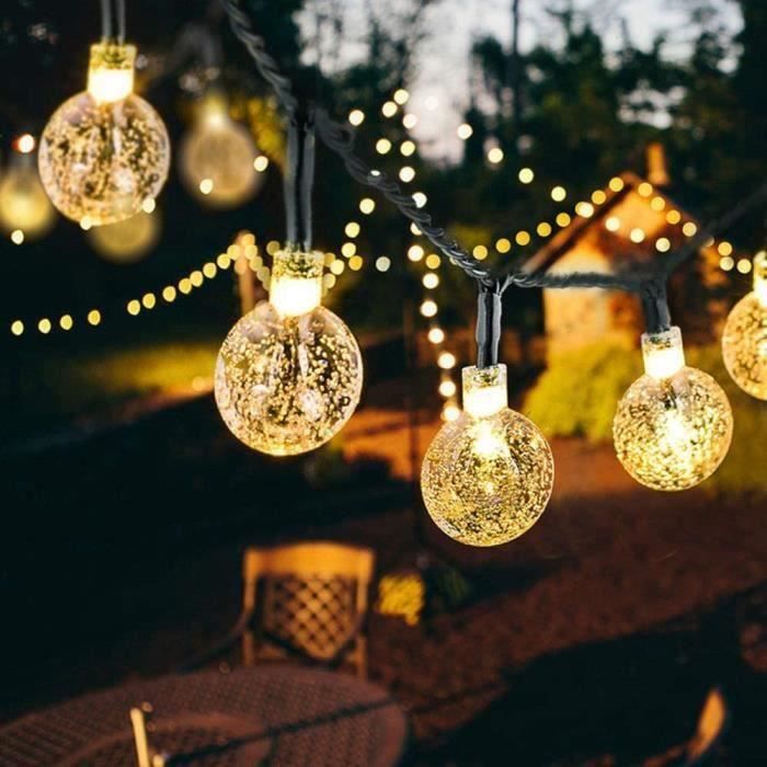Guirlande Solaire Extérieur 10 M, 40 LED Boules Cristal - 8 Modes, IP65, Batterie 1200 MAh | Pour Jardin, Terrasse