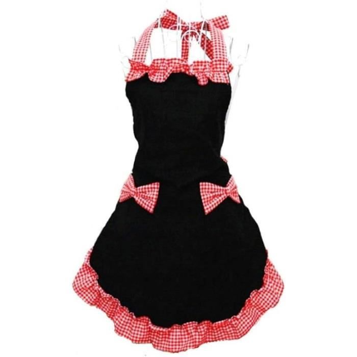 Tablier De Cuisine Femme Vintage Rouge - 77x79 Cm, Tablier Chef Plissé Avec Poches, Coton Élégant Pour Cuisine Et Barbecue