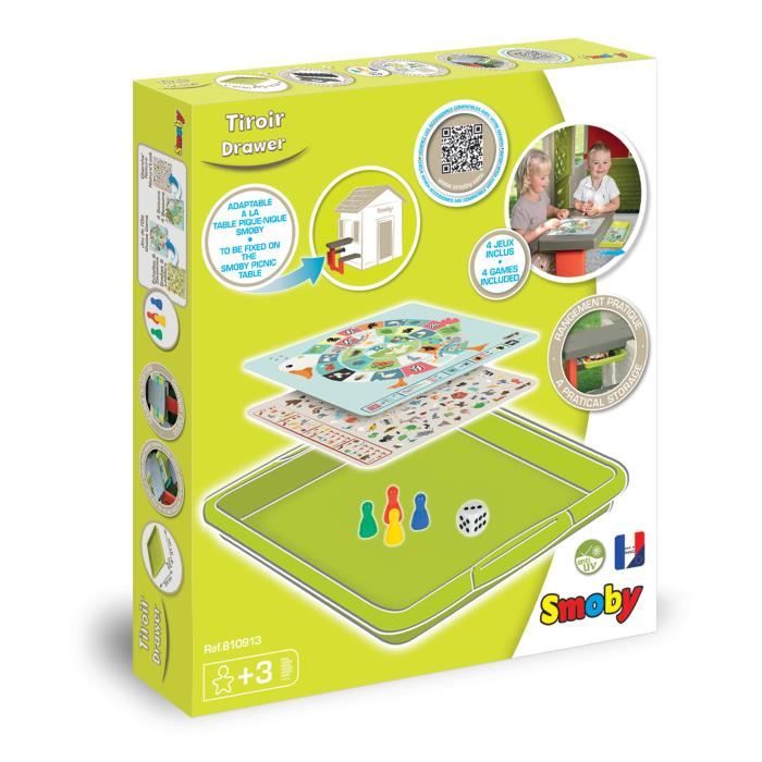 Set tiroir de jeux pour enfant Smoby - Compatible avec maison de jardin - Fabrication française