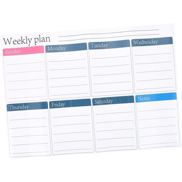 Réfrigérateur Effaçable À Sec Calendrier Décoratif Tableau Blanc