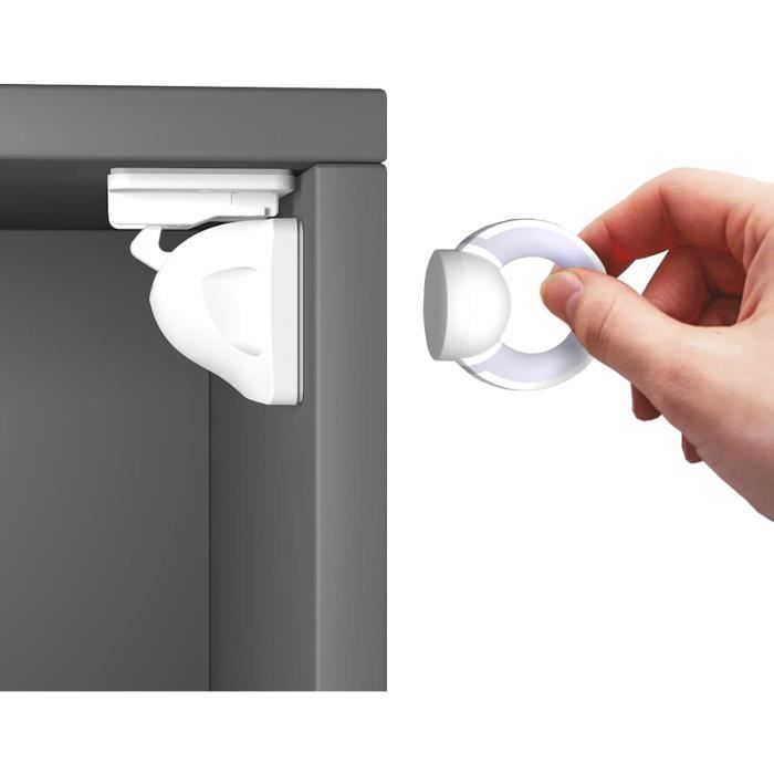 Serrure Magnétique Invisible Pour Placard/tiroir HOTUT - 4 Verrous + 1 Clé, Sécurité Enfant, Sans Perçage