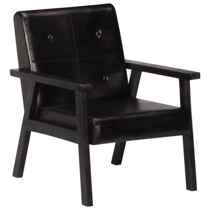 Kawoo Fauteuil Noir Cuir véritable Kawoo Fauteuil Noir Cuir véritable