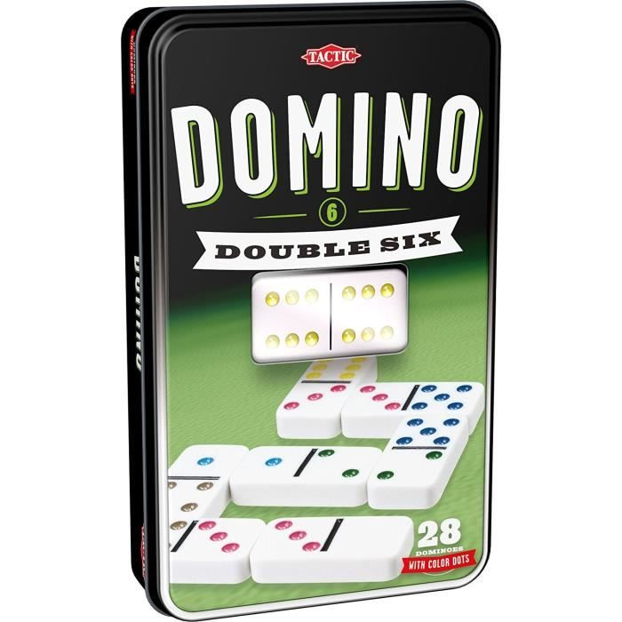 Jeu De Dominos TACTIC Double 6 – 26 Pièces En Boîte Métal