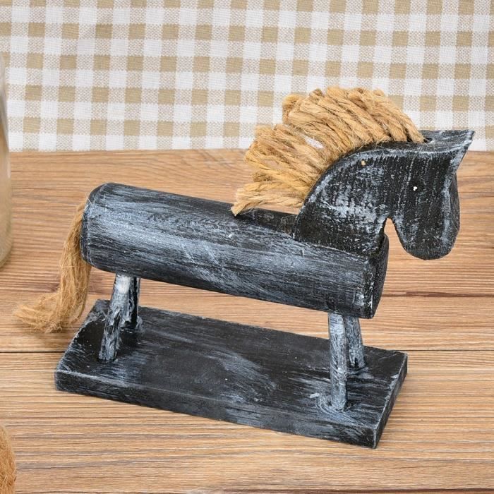 Statuette Cheval En Bois En Forme De Cœur - Décoration De Table 18x20 Cm - Pour Salon, Bureau, étagère, Chambre