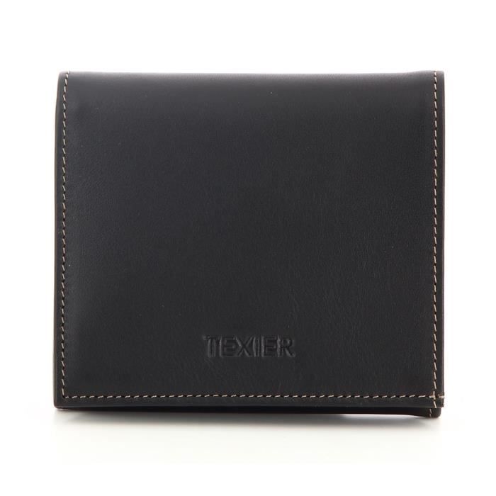Texier Petit porte monnaie homme en cuir bouton pression 5939