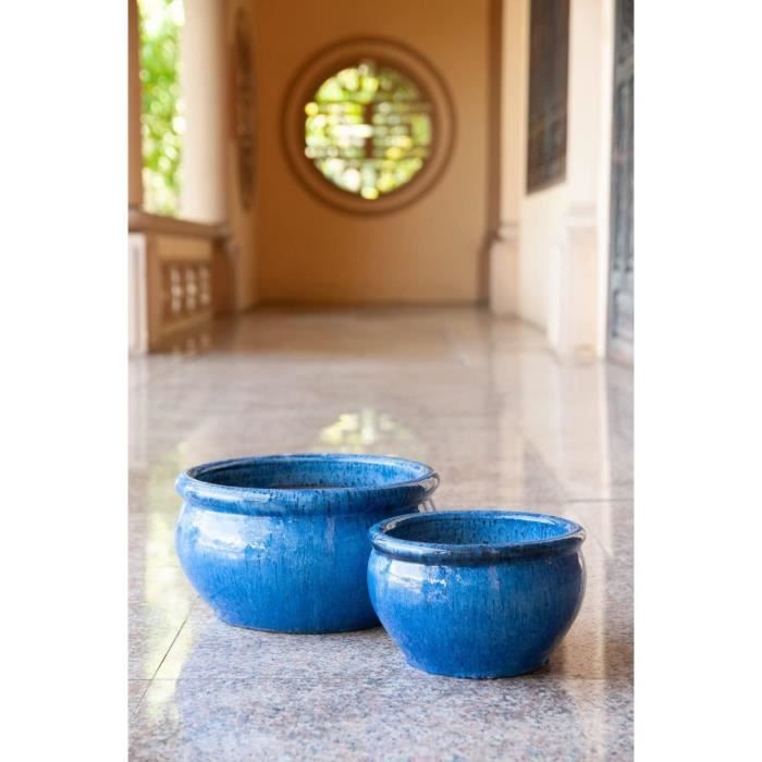 Cache-pot En Céramique "fleur Design" 17cm Blanc - Pot De Fleurs - Bac