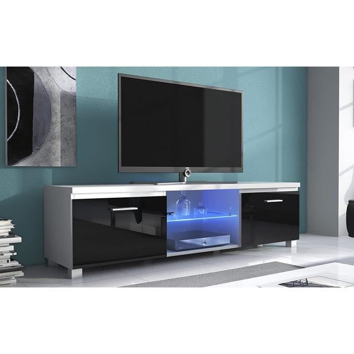 WLIVE Meuble TV Pour Télévision De 55 à 65 Pouces, Centre De Divertissement LED Avec Rangement, Console TV Pour Chambre à Coucher Et Salon, Console De Jeu Midea Avec Lumières LED Et