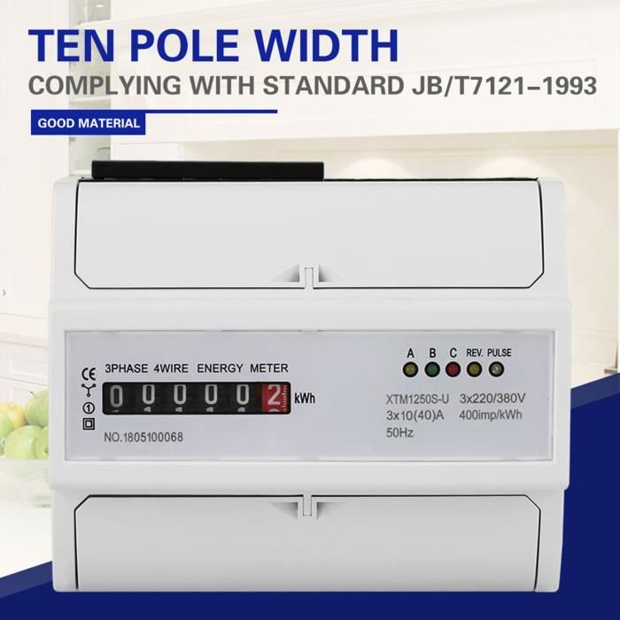 Compteur D'énergie,Compteur Electrique Triphasé Wattmètre Rail DIN