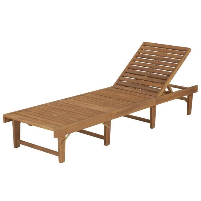 VidaXL Chaise longue en bois d'acacia - vue 2