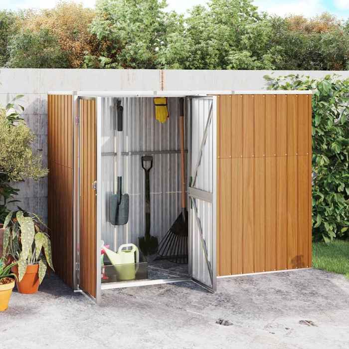 vidaXL Abri à outils de jardin marron 225x89x161 cm acier galvanisé 316216