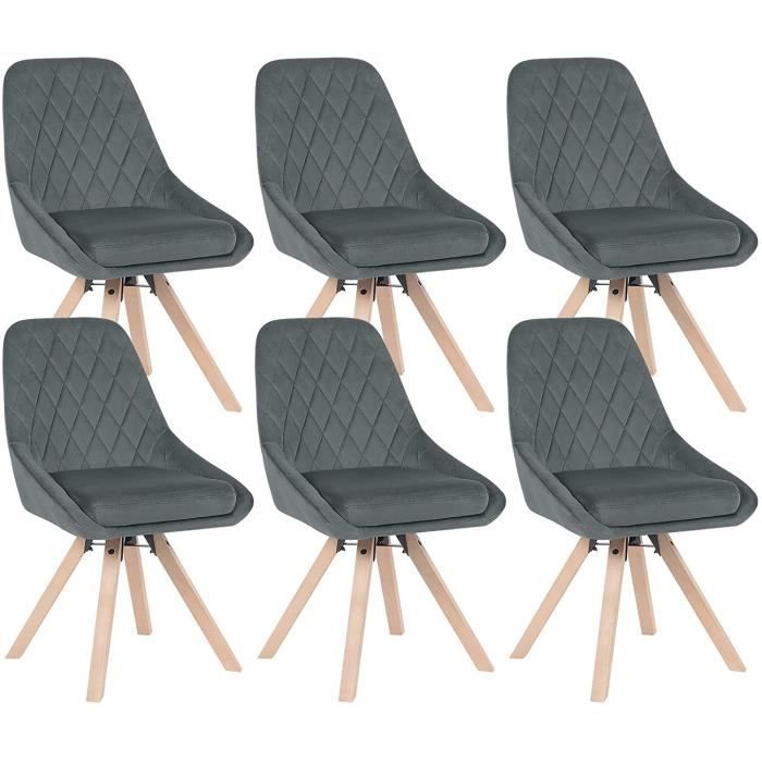 Lot De 6 Chaises De Salle à Manger En Chêne – Style Scandinave, Bois Rouge, Design Nordique
