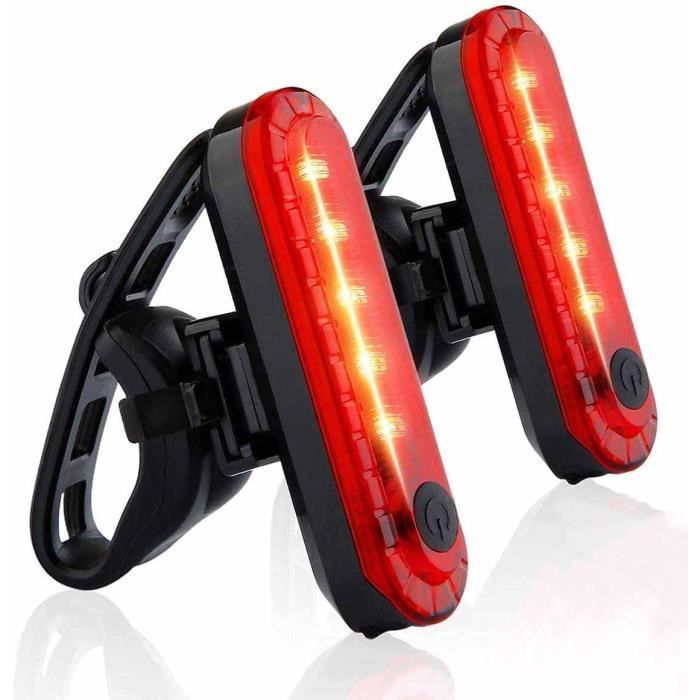 USB Rechargeable Vélo Feu Arrière, LED Vélo Feu Arrière IPX6 Étanche Super  Lumineux Facile Installer Vélo Lumière Rouge Blanc Double Couleurs 6 Modes  Feux De Sécurité Cyclisme (Rouge)