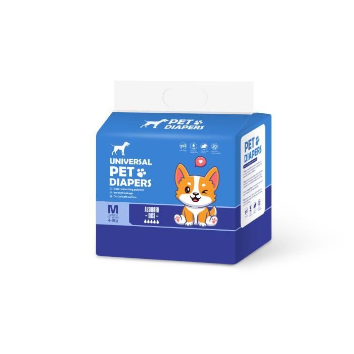 Meilleurs prix pour Couches Chien Couches mâles de Formation de Chiot mâles jetables Super Absorbant Wraps pour Animaux de Compagnie 12 Pack, M