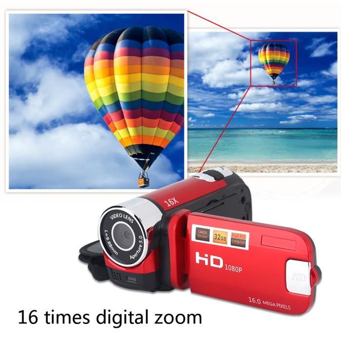 HURRISE Caméscope numérique 1080P à rotation 270° Caméra vidéo