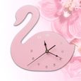 1 pc Swan Forme Muet Horloge Murale En Bois Suspendue pour Chambre D'enfants Sans Batterie HORLOGE - PENDULE-1